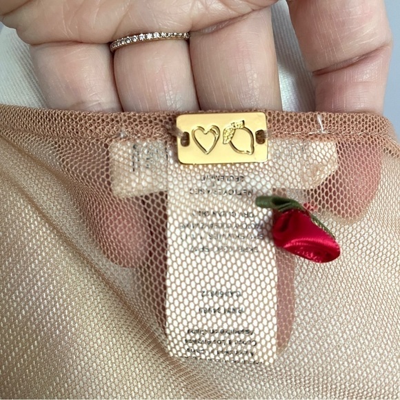 For Love & Lemons Red Mesh Shoulders Rosettes Wrap Mini Dress - XS/S, HTF style - Picture 10 of 14